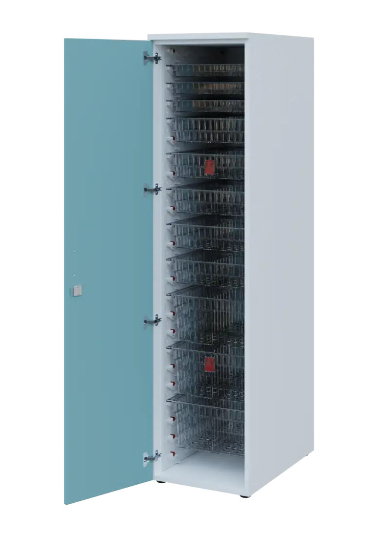 EUROMEDICA D - 46 TRANSPARENT skříň léková boxová, 1-dveřová, levá, 1950x460x735, korpus bílý, dvířk